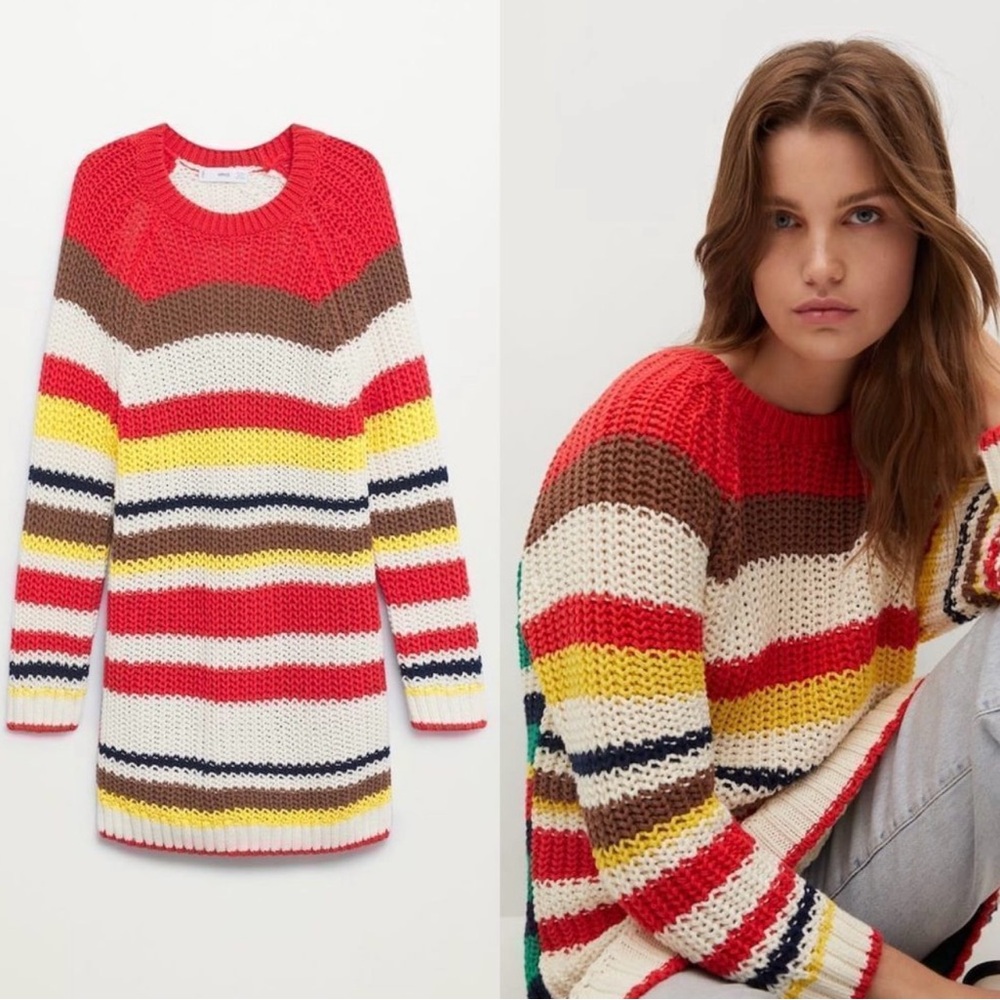 Mango Colorful Striped Women's Sweater